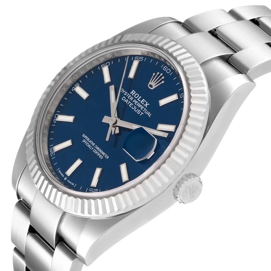 Rolex Datejust 41 Steel White Gold Blue Dial Mens Watch 126334 Box Card For Sale 1