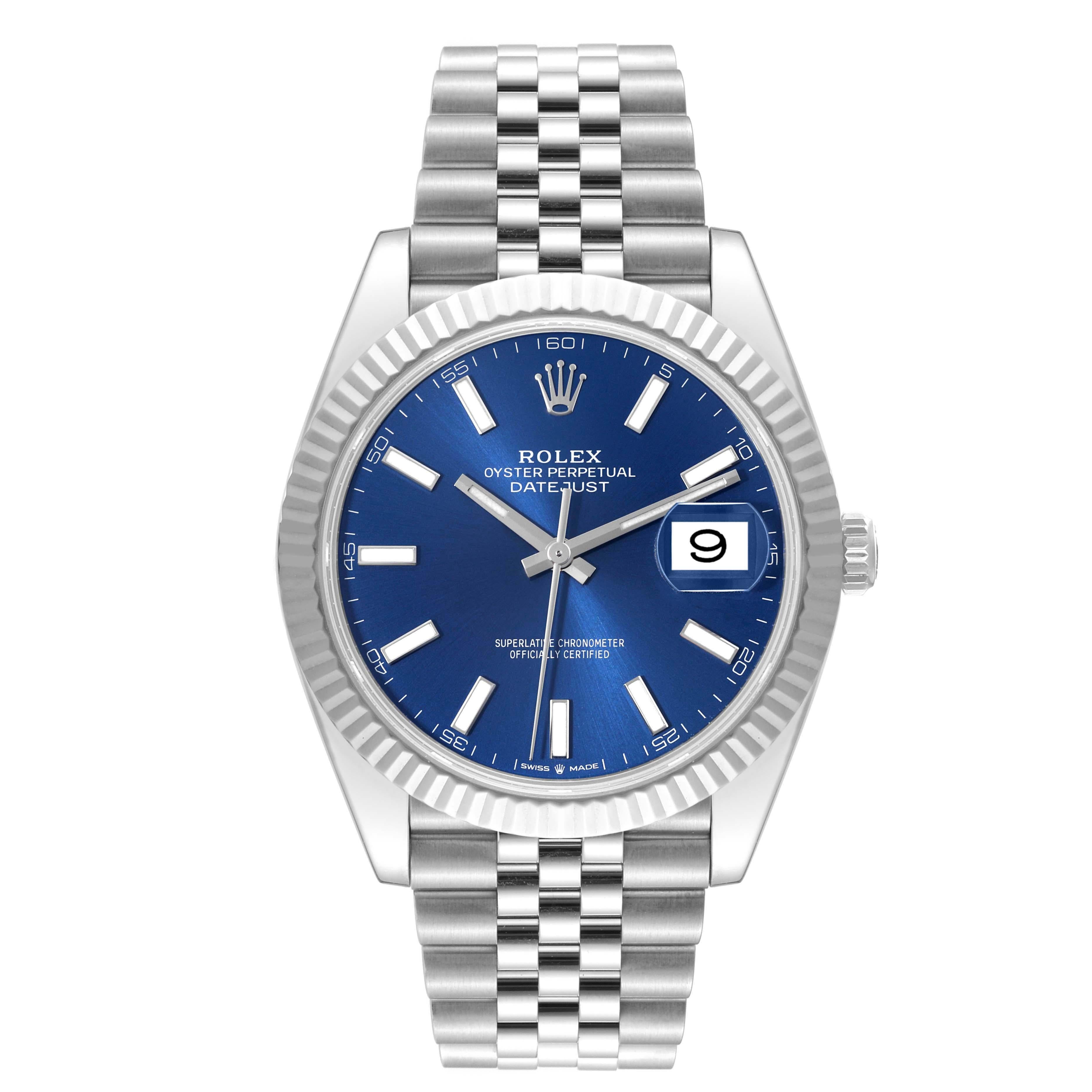 Rolex Datejust 41 Steel White Gold Blue Dial Mens Watch 126334 Box Card 1