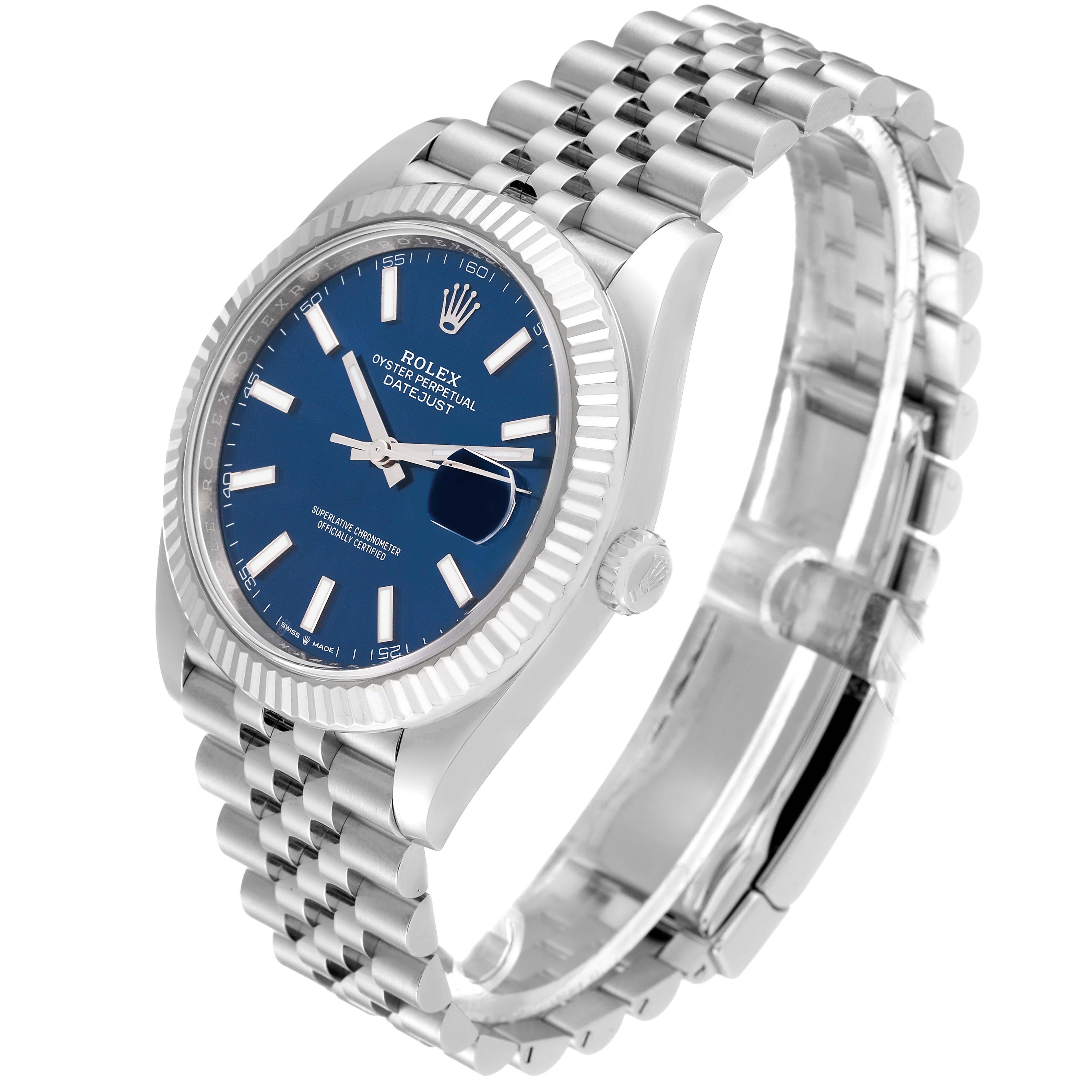 Rolex Datejust 41 Steel White Gold Blue Dial Mens Watch 126334 Box Card 2
