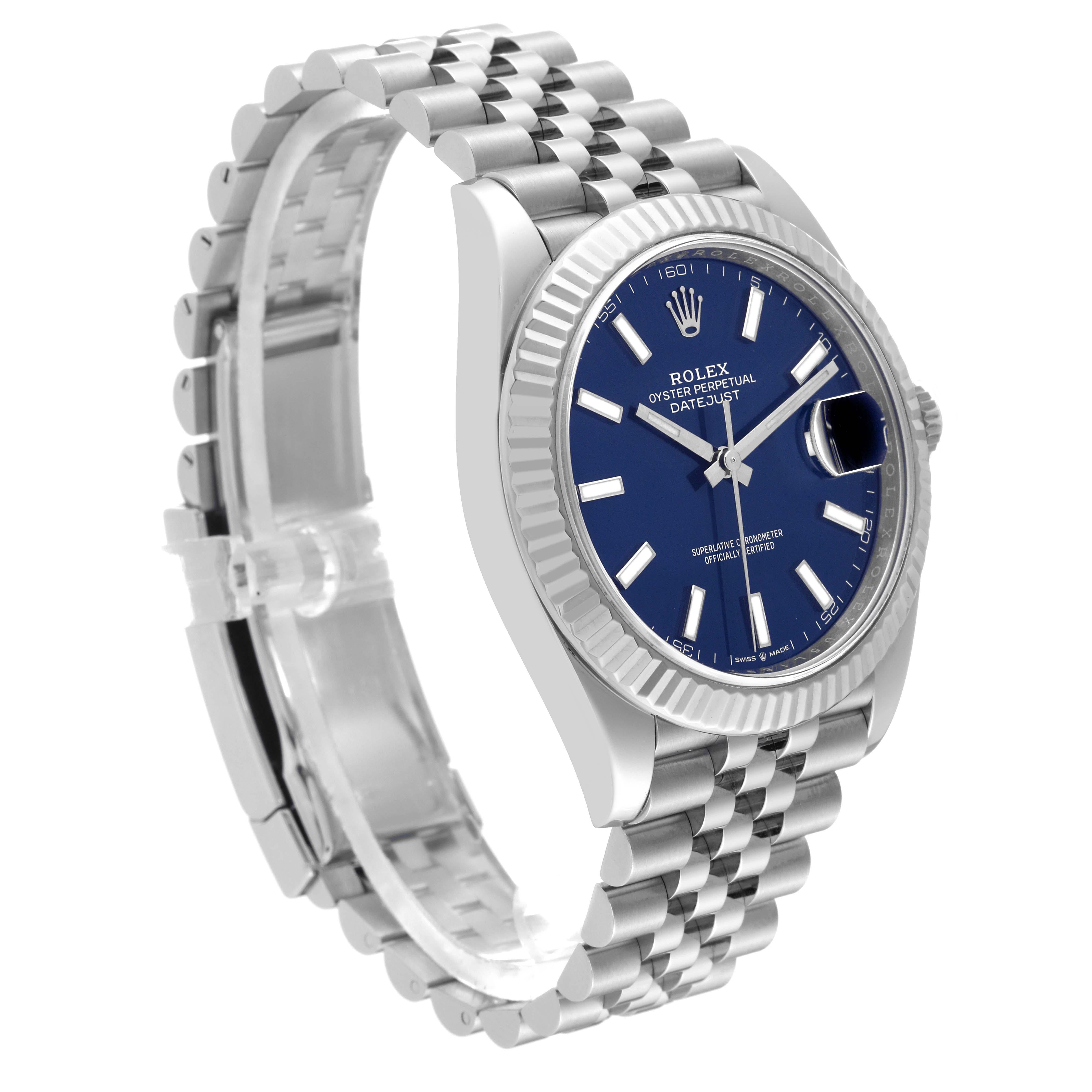 Rolex Datejust 41 Steel White Gold Blue Dial Mens Watch 126334 Box Card 2