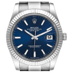 Rolex Datejust 41 Steel White Gold Blue Dial Mens Watch 126334 Unworn