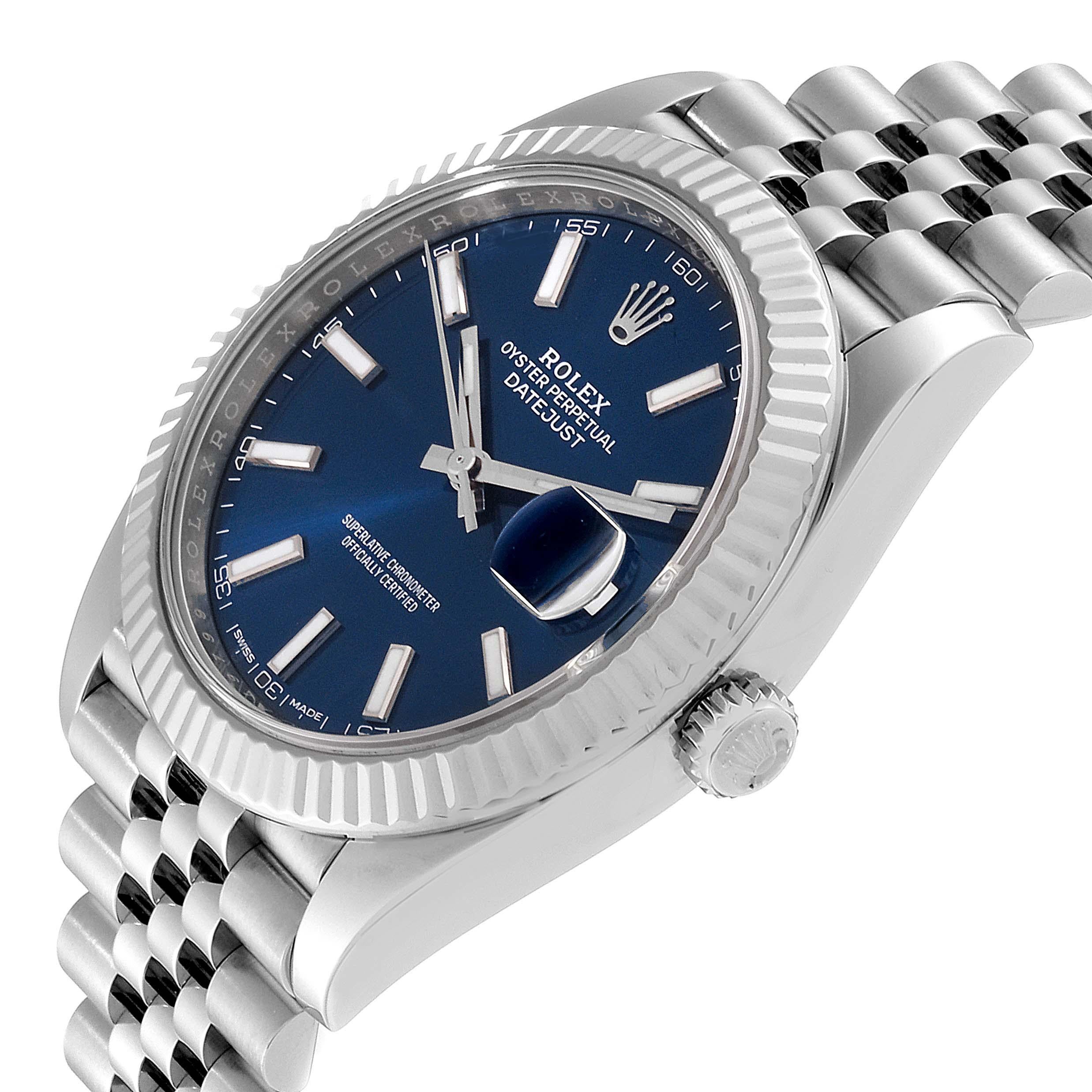 Rolex Datejust 41 Steel White Gold Blue Dial Steel Men's Watch 126334 For Sale 2