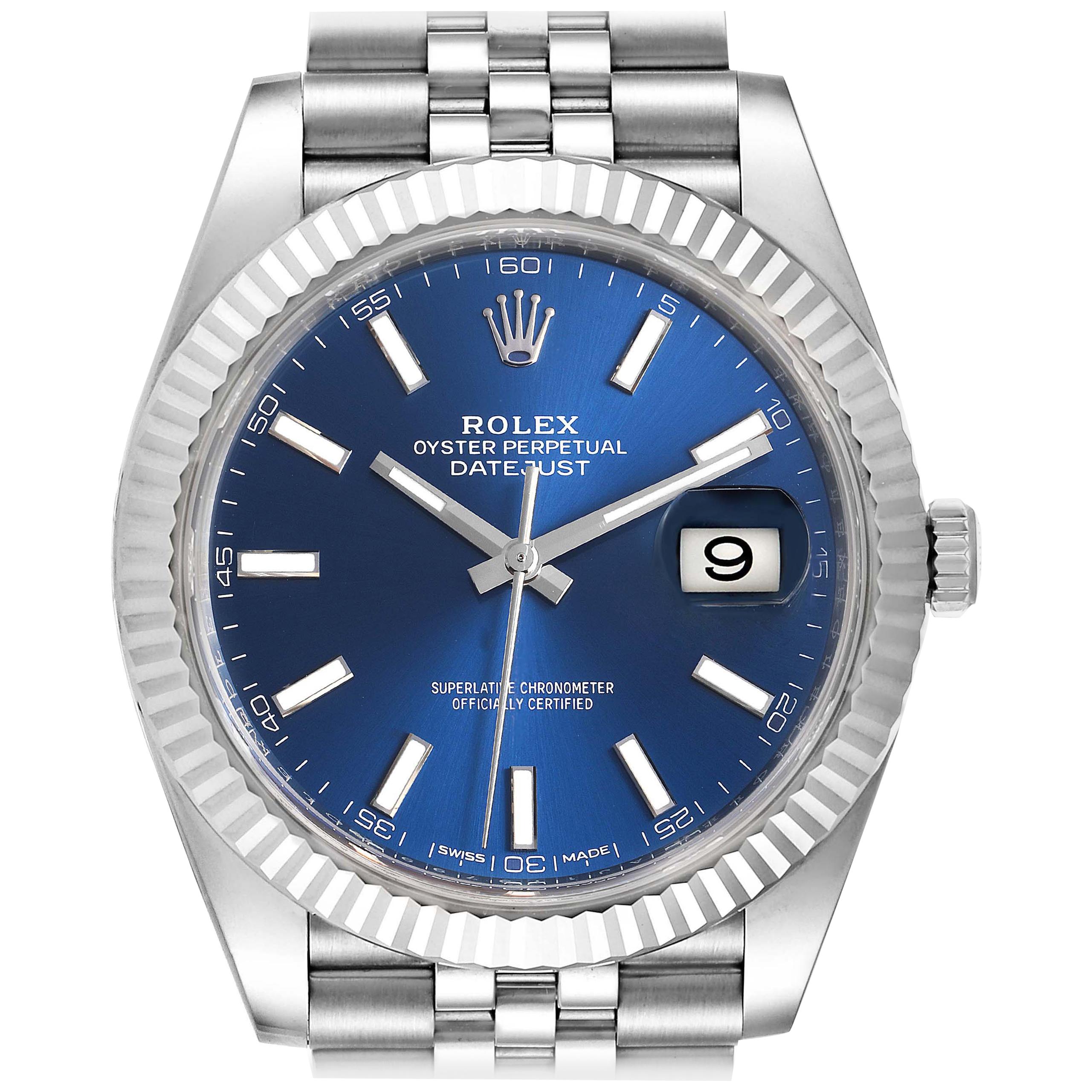 Rolex Datejust 41 Steel White Gold Blue Dial Steel Men's Watch 126334 For Sale