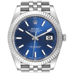 Rolex Datejust 41 Steel White Gold Blue Dial Steel Men's Watch 126334