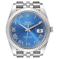 Rolex Datejust 41 Steel White Gold Blue Dial Steel Men's Watch 126334 Unworn