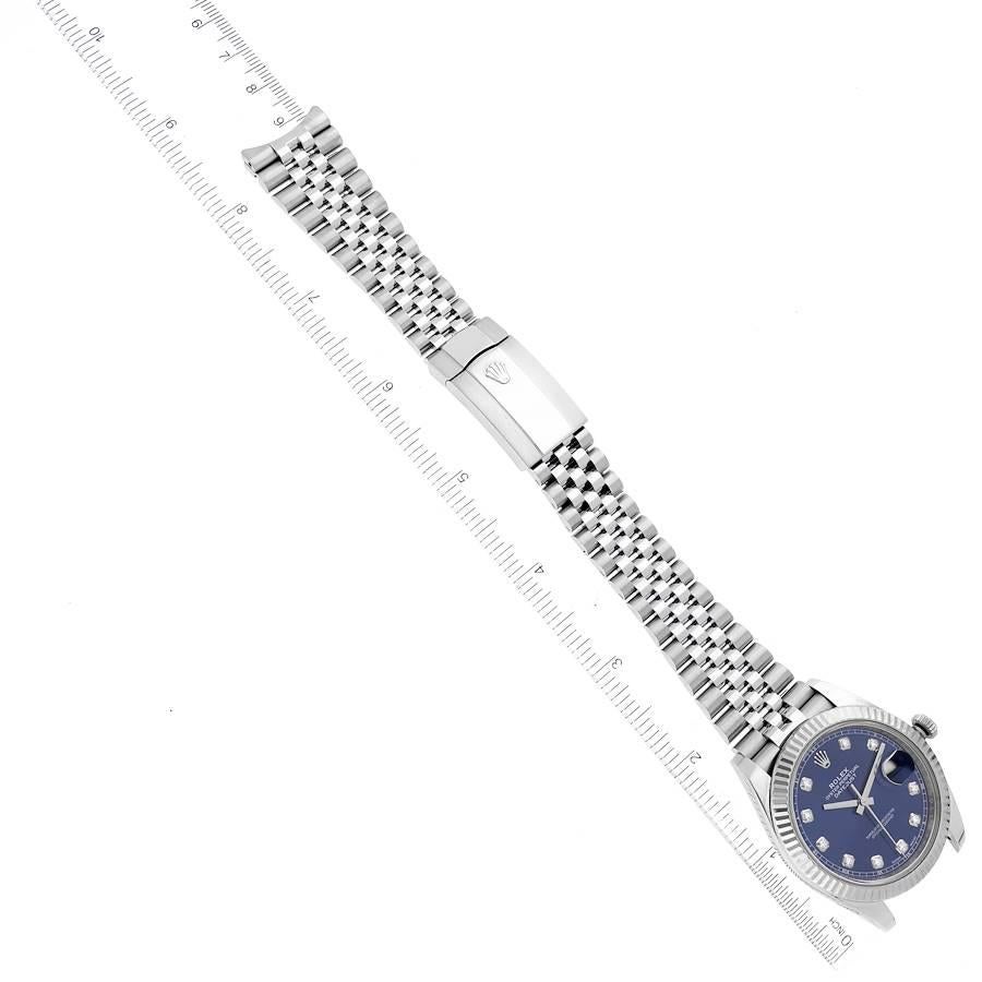 Rolex Datejust 41 Steel White Gold Blue Diamond Dial Mens Watch 126334 3