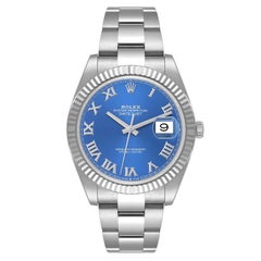Rolex Datejust 41 Acero Oro Blanco Esfera Romana Azul Reloj Caballero 126334 Caja Tarjeta