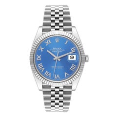 Rolex Datejust 41 Acero Oro Blanco Esfera Romana Azul Reloj Caballero 126334 Caja Tarjeta