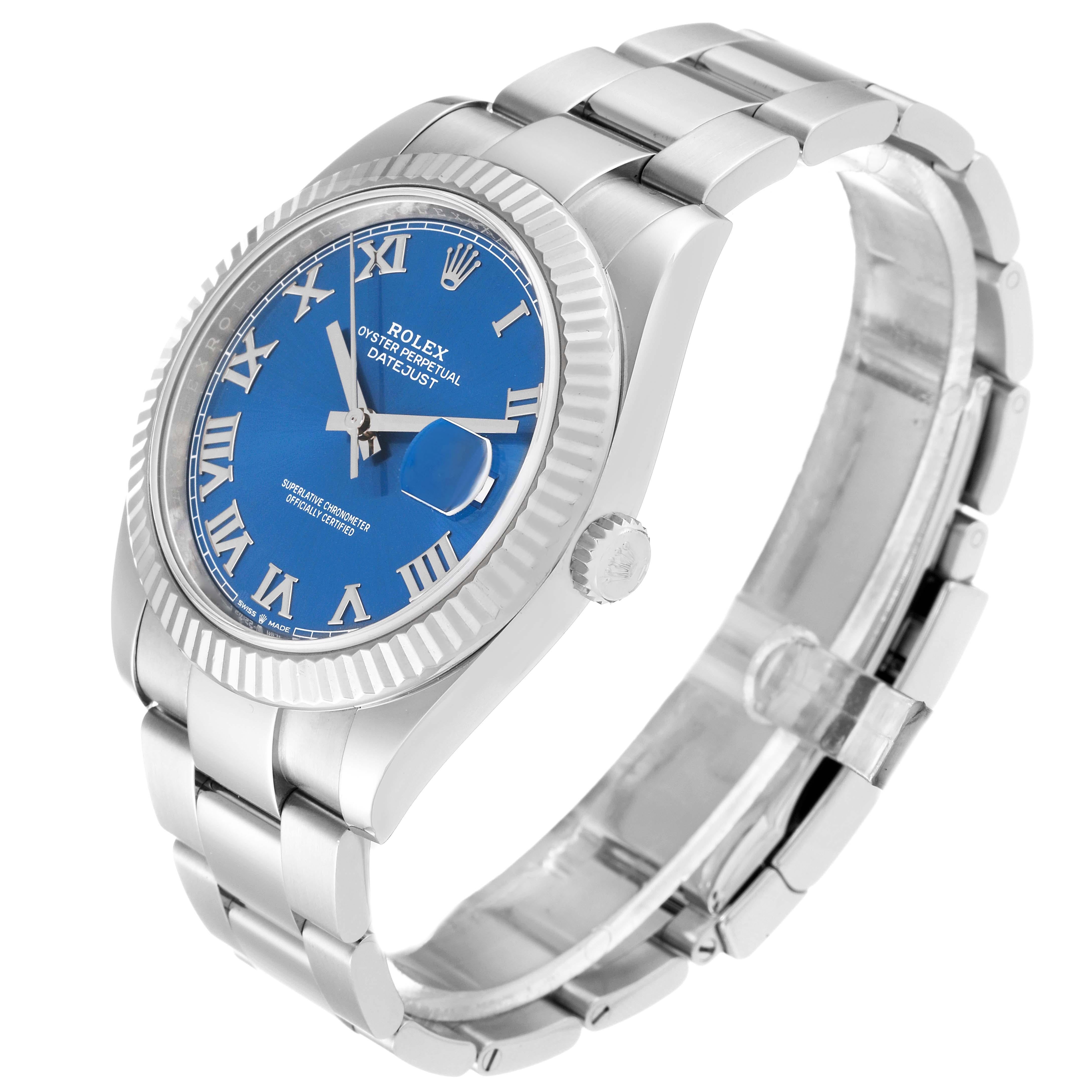 Men's Rolex Datejust 41 Steel White Gold Blue Roman Dial Mens Watch 126334 For Sale