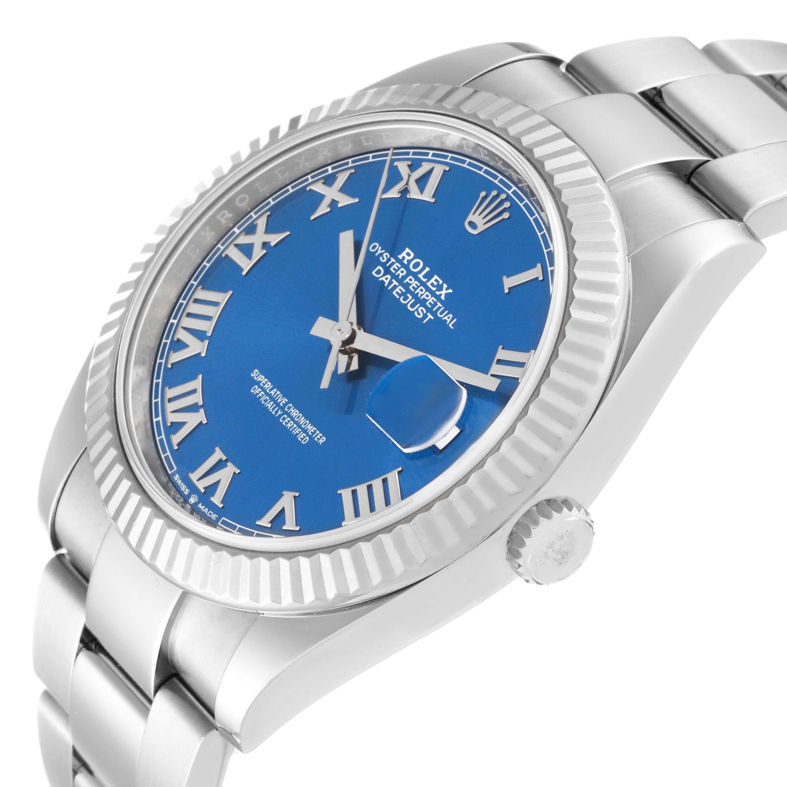 Rolex Datejust 41 Steel White Gold Blue Roman Dial Mens Watch 126334 For Sale 1