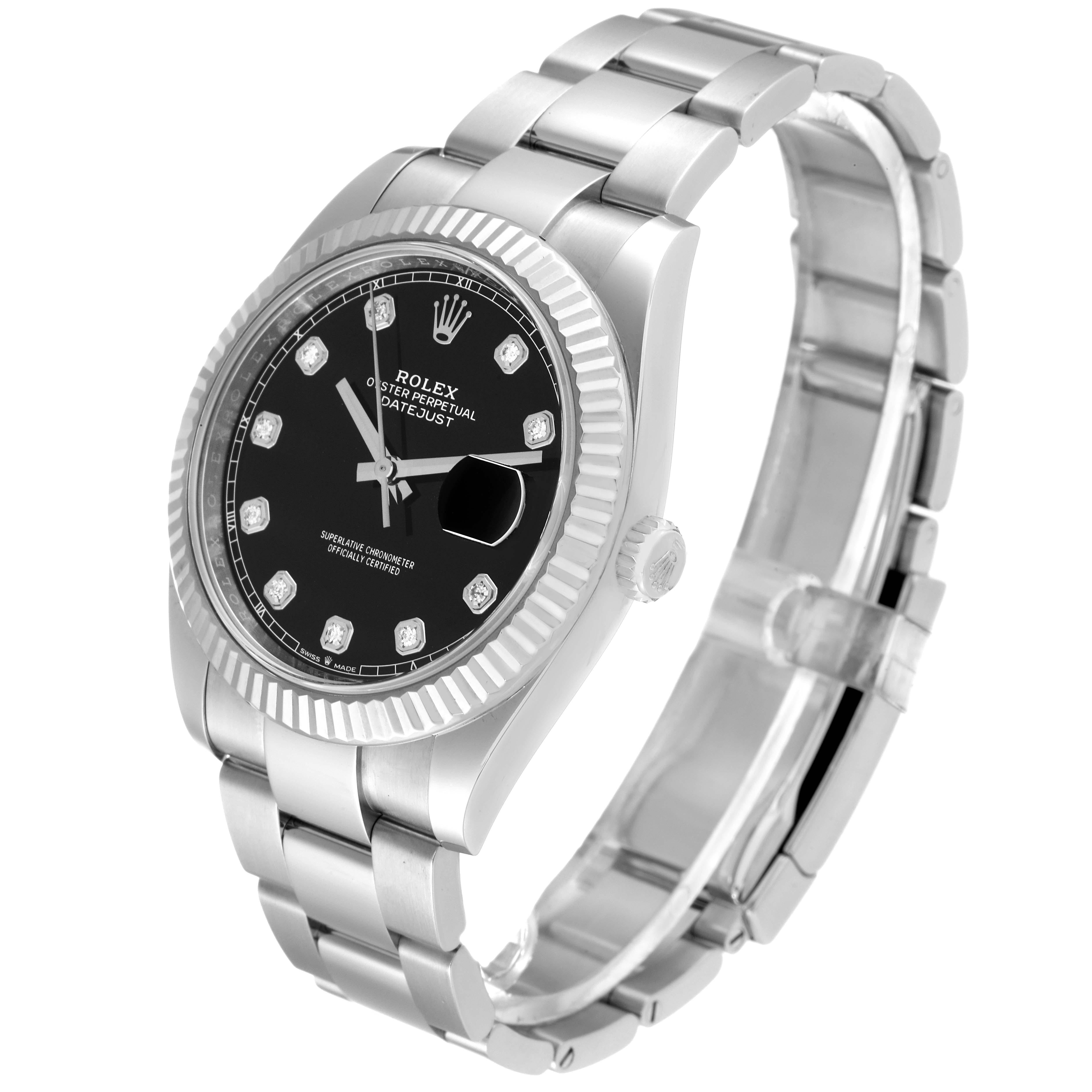 Men's Rolex Datejust 41 Steel White Gold Diamond Dial Mens Watch 126334 Box Card