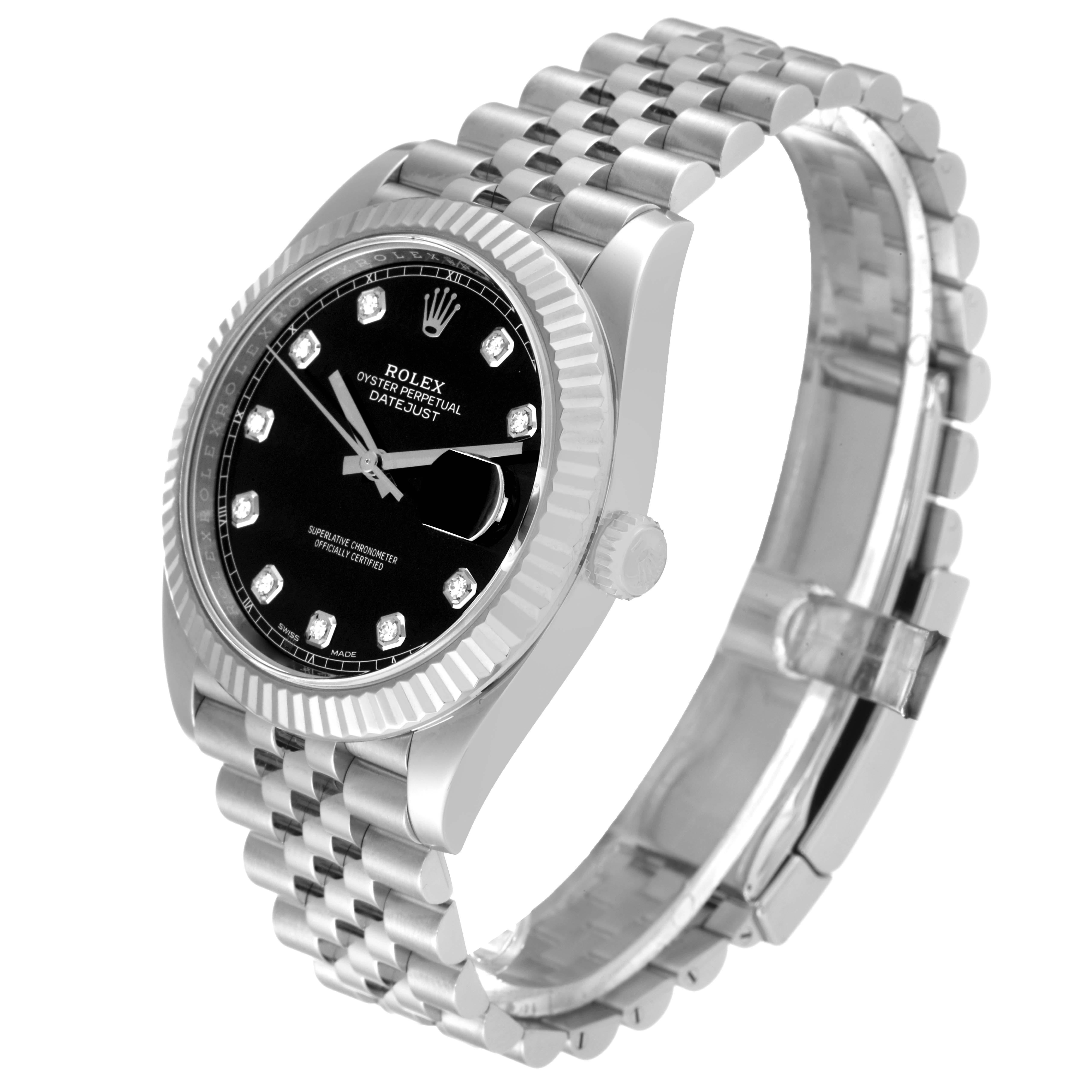 Men's Rolex Datejust 41 Steel White Gold Diamond Dial Mens Watch 126334 Box Card