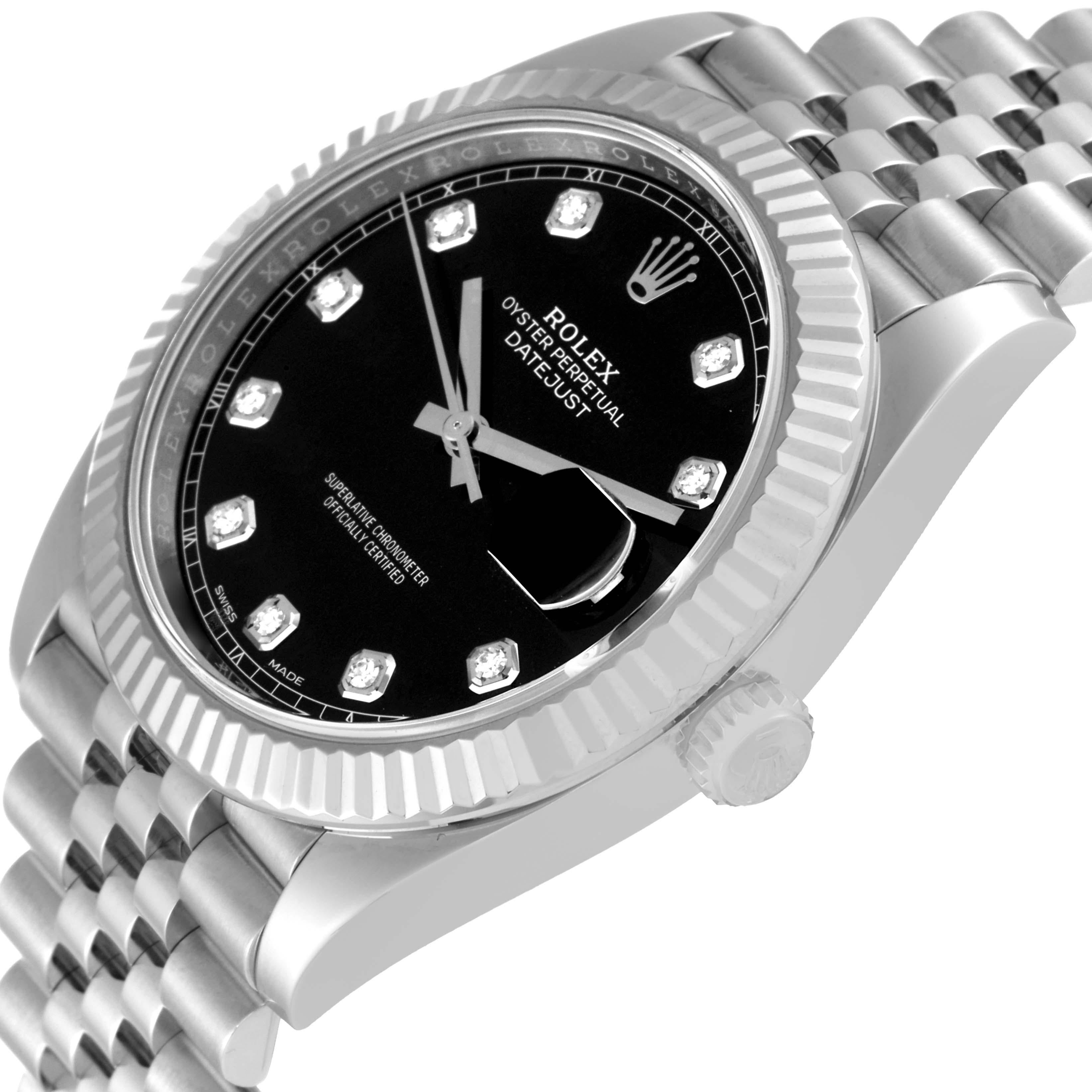 Rolex Datejust 41 Steel White Gold Diamond Dial Mens Watch 126334 Box Card 1