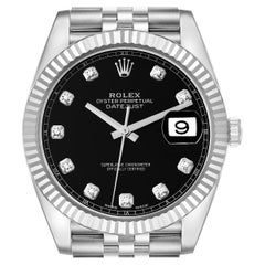 Rolex Datejust 41 Steel White Gold Diamond Dial Mens Watch 126334 Box Card