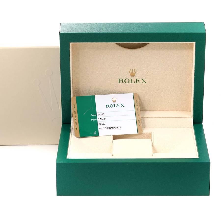 Rolex Datejust 41 Steel White Gold Diamond Mens Watch 126334 Box Card For Sale 8
