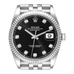 Rolex Datejust 41 Steel White Gold Diamond Mens Watch 126334 Box Card