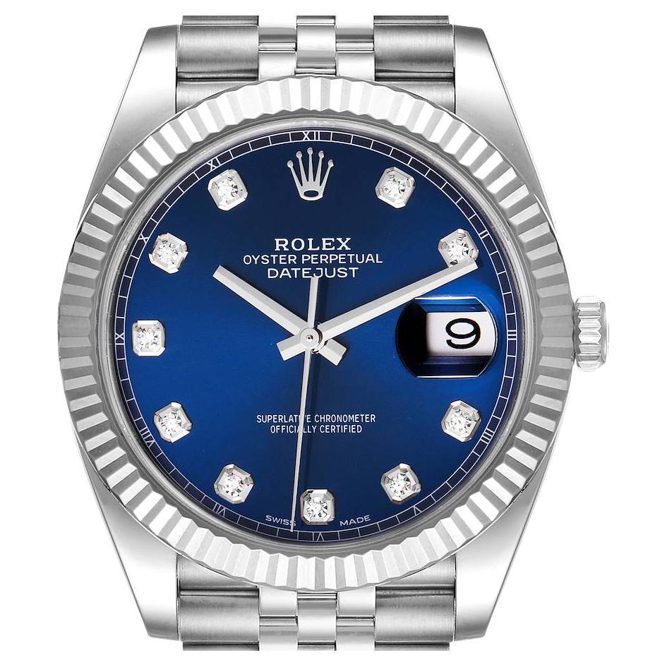Rolex Datejust 41 Steel White Gold Diamond Mens Watch 126334 Box Card For Sale