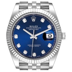 Rolex Datejust 41 Steel White Gold Diamond Mens Watch 126334 Box Card