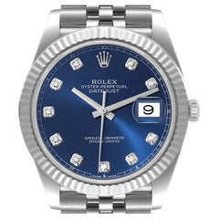 Rolex Datejust 41 Steel White Gold Diamond Mens Watch 126334 Box Card