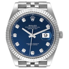 Rolex Datejust 41 Steel White Gold Diamond Mens Watch 126334