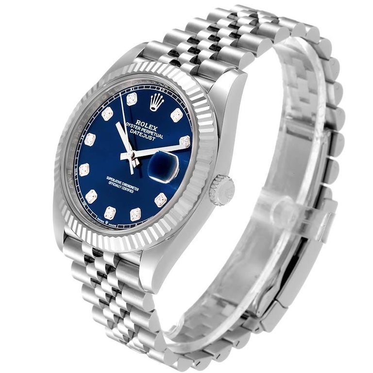 Men's Rolex Datejust 41 Steel White Gold Diamond Mens Watch 126334 Unworn For Sale