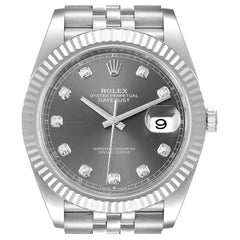 Rolex Datejust 41 Steel White Gold Diamond Mens Watch 126334 Unworn