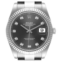 Rolex Datejust 41 Steel White Gold Diamond Mens Watch 126334 Unworn