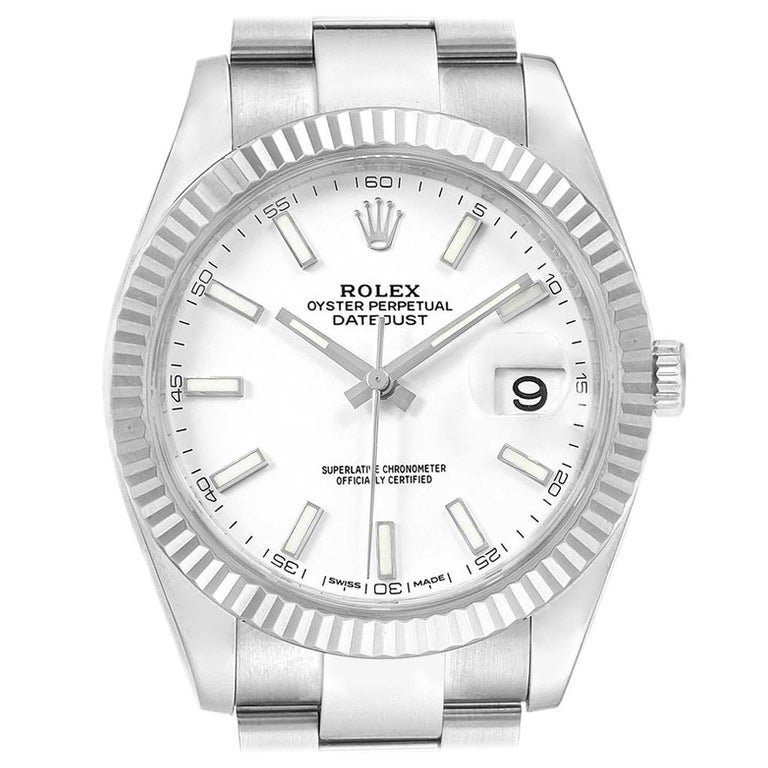 rolex datejust 41 white gold fluted bezel price