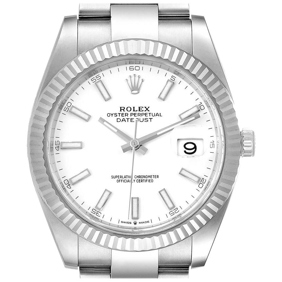 Rolex Datejust 41 Steel White Gold Fluted Bezel Men’s Watch 126334 Unworn