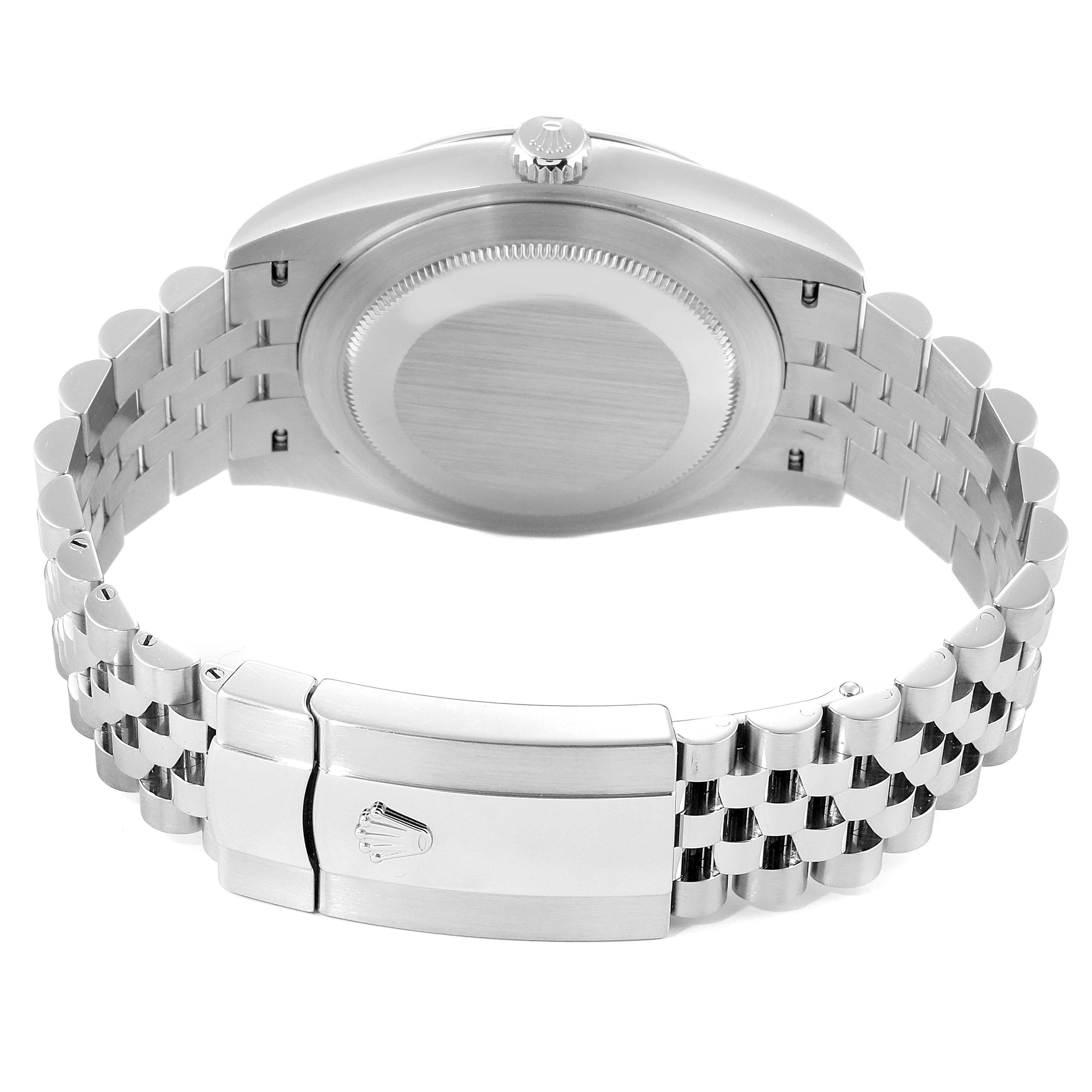 Rolex Datejust 41 Steel White Gold Green Numerals Men's Watch 126334 Box  Card For Sale at 1stDibs