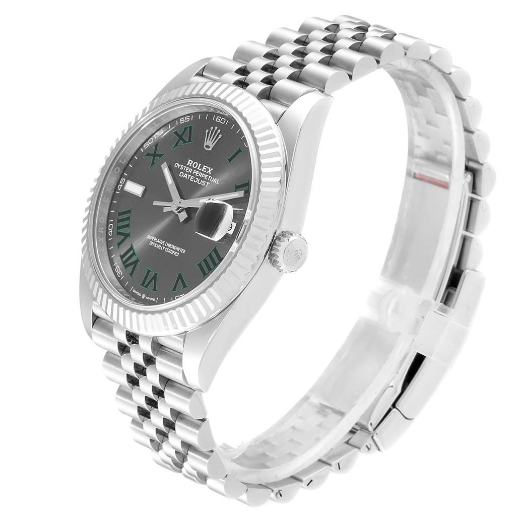 Rolex Datejust 41 Steel White Gold Green Numerals Men's Watch 126334 For Sale 1