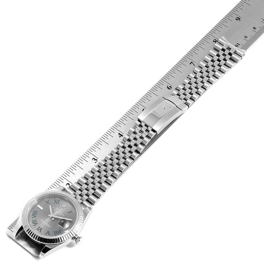 Rolex Datejust 41 Steel White Gold Green Numerals Men's Watch 126334 For Sale 6