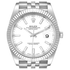 Rolex Datejust 41 Steel White Gold Jubilee Bracelet Mens Watch 126334 Box Card