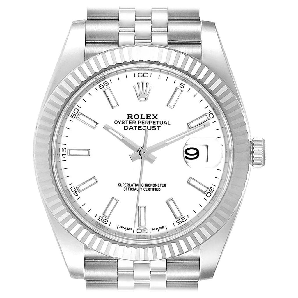 Rolex Datejust 41 Steel White Gold Jubilee Bracelet Men's Watch 126334 For Sale