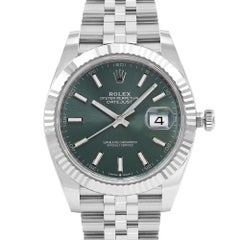 NEW Rolex Datejust 41 Steel White Gold Mint Green Dial Automatic Watch 126334