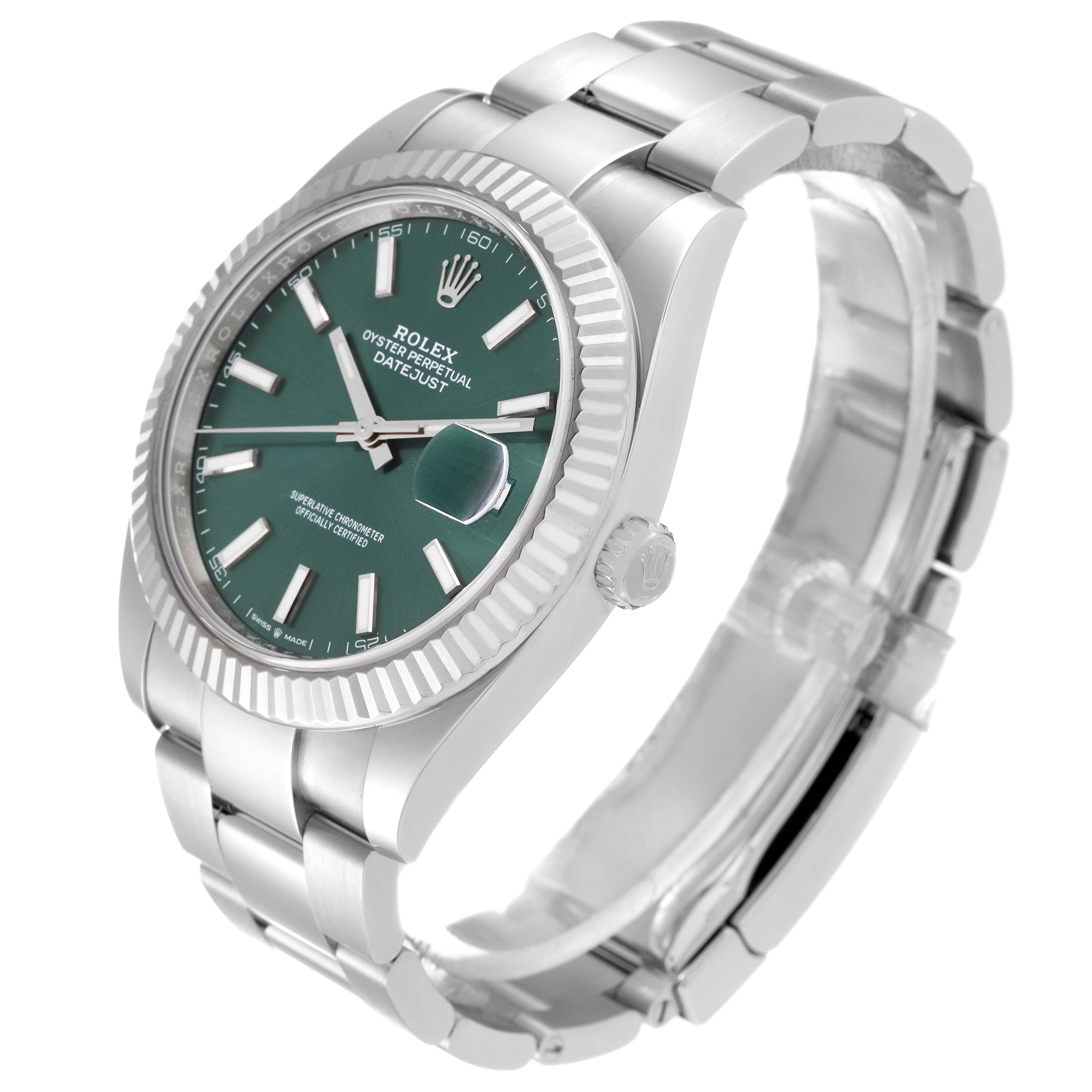 Men's Rolex Datejust 41 Steel White Gold Mint Green Dial Mens Watch 126334 For Sale
