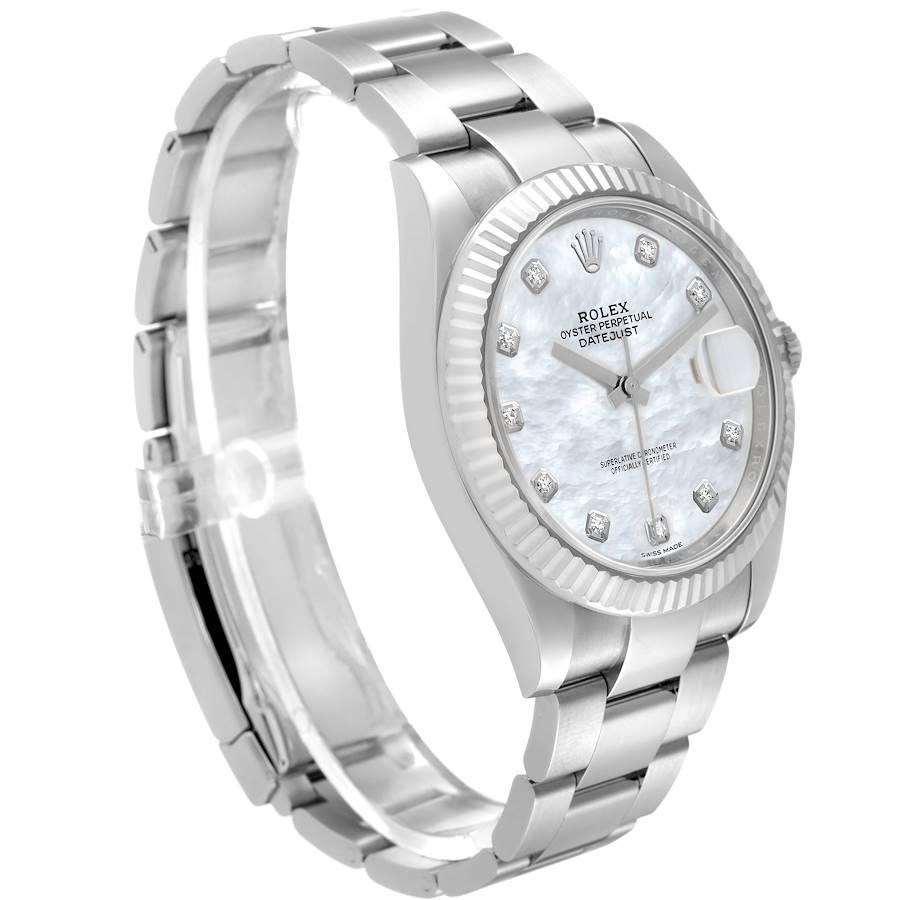 Rolex Datejust 41 Stahl Weigold MOP Diamant Herrenuhr 126334 Box Kartene im Zustand „Hervorragend“ in Atlanta, GA