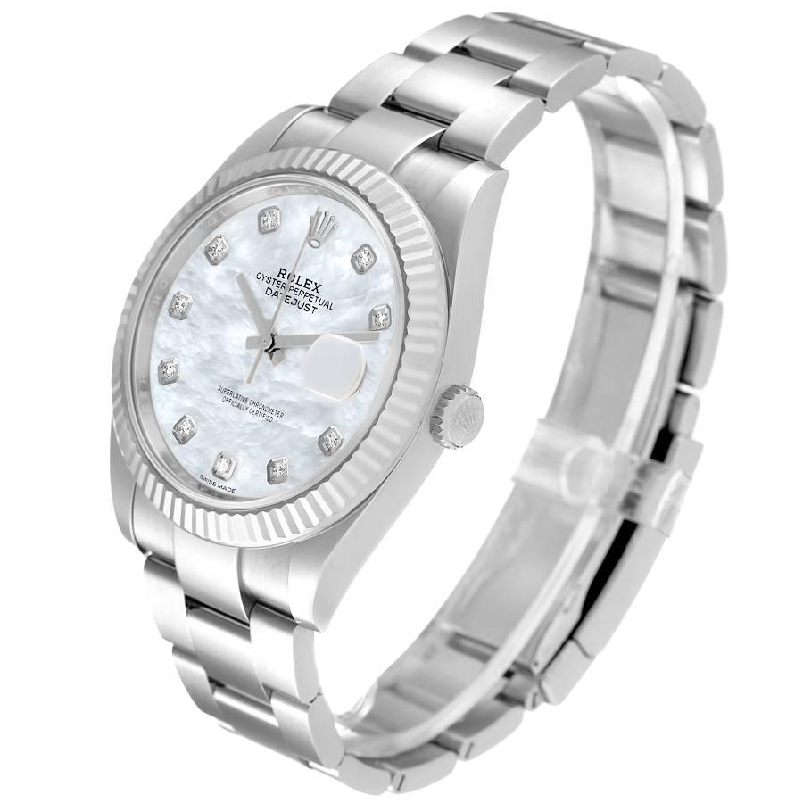 Rolex Datejust 41 Stahl Weigold MOP Diamant Herrenuhr 126334 Box Kartene 1