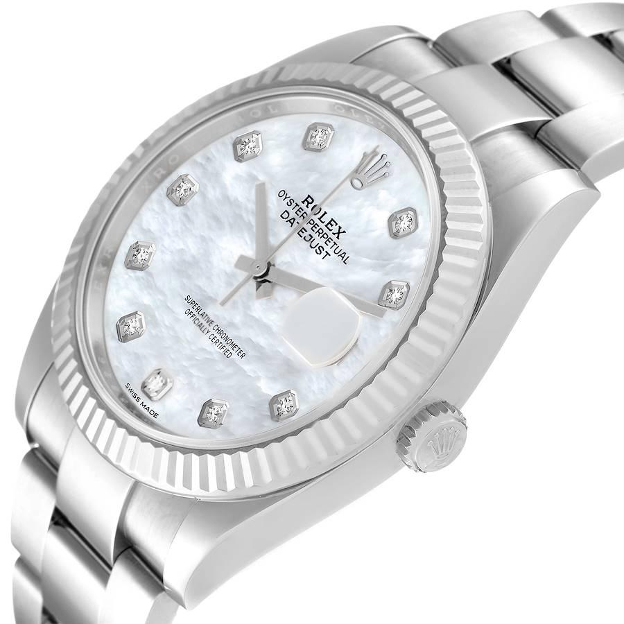 Rolex Datejust 41 Stahl Weigold MOP Diamant Herrenuhr 126334 Box Kartene 2