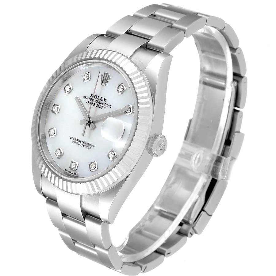 Men's Rolex Datejust 41 Steel White Gold MOP Diamond Mens Watch 126334 For Sale