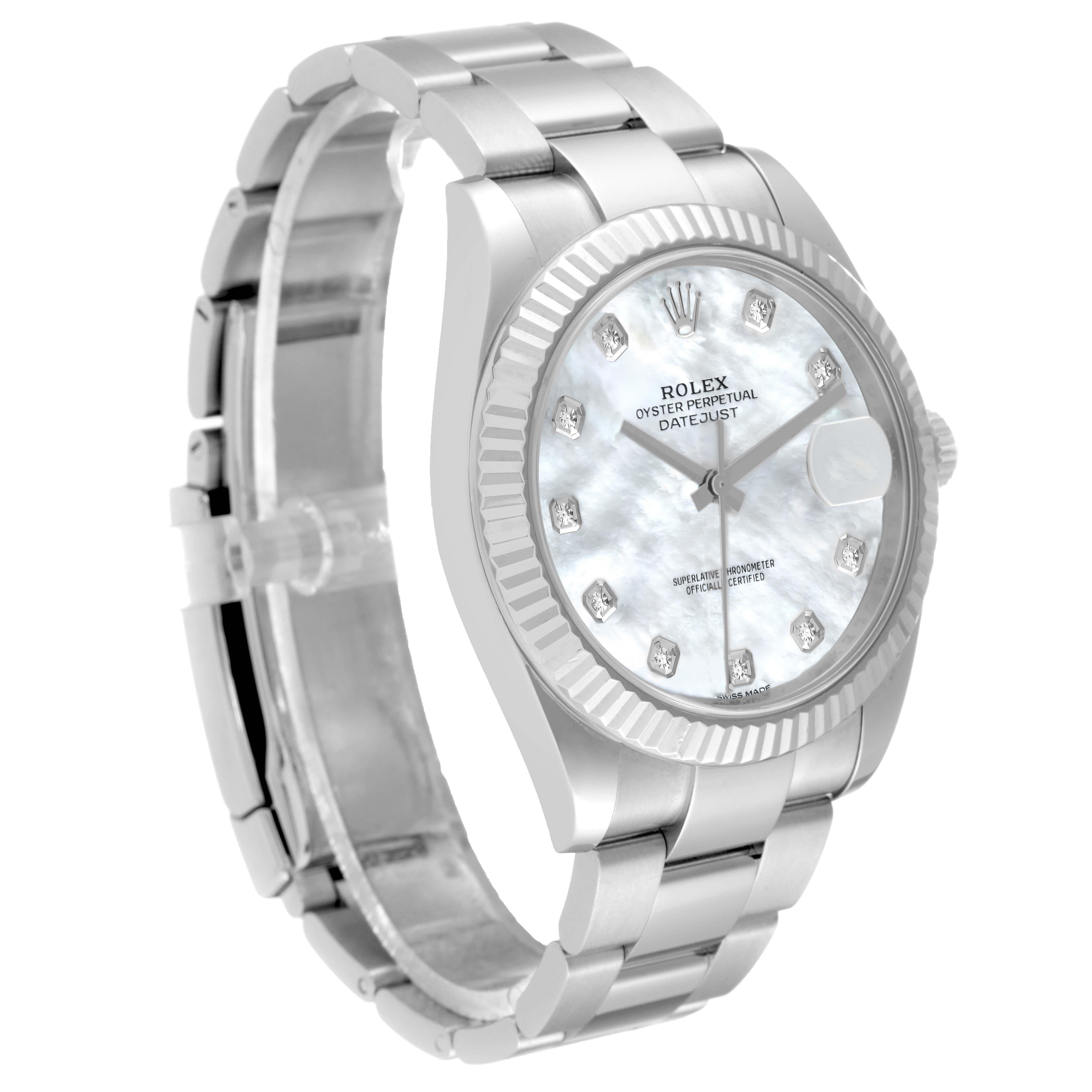 Rolex Datejust 41 Steel White Gold Mother Of Pearl Diamond Dial Mens In Excellent Condition In Atlanta, GA