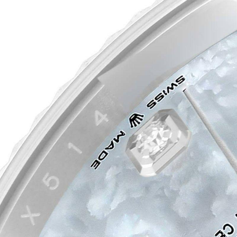 Rolex Datejust 41 Steel White Gold Mother of Pearl Diamond Dial Mens Watch 12633 In Excellent Condition For Sale In Atlanta, GA