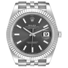 Rolex Datejust 41 Steel White Gold Rhodium Dial Mens Watch 126334 Box Card