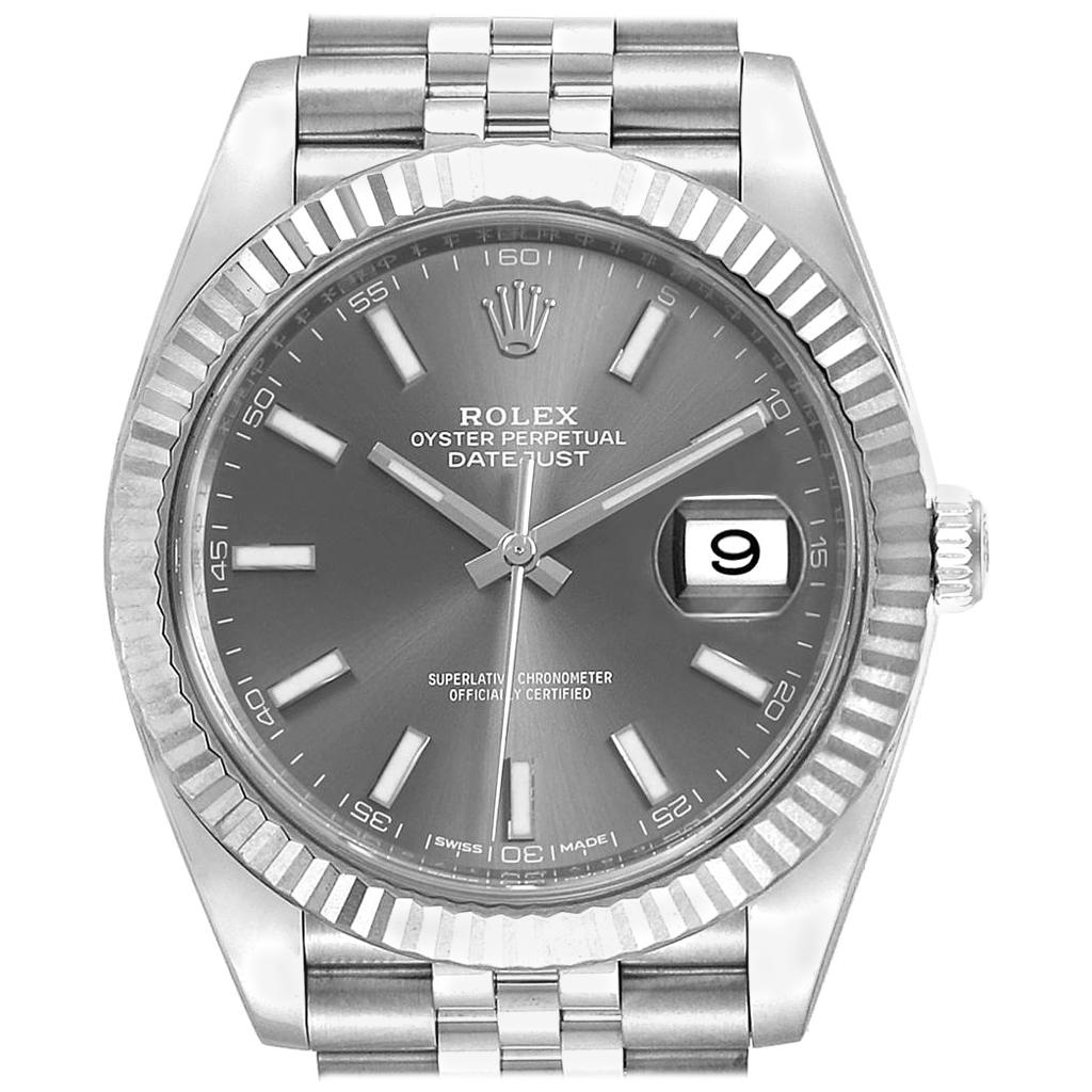 Rolex Datejust 41 Steel White Gold Rhodium Dial Men’s Watch 126334 For Sale