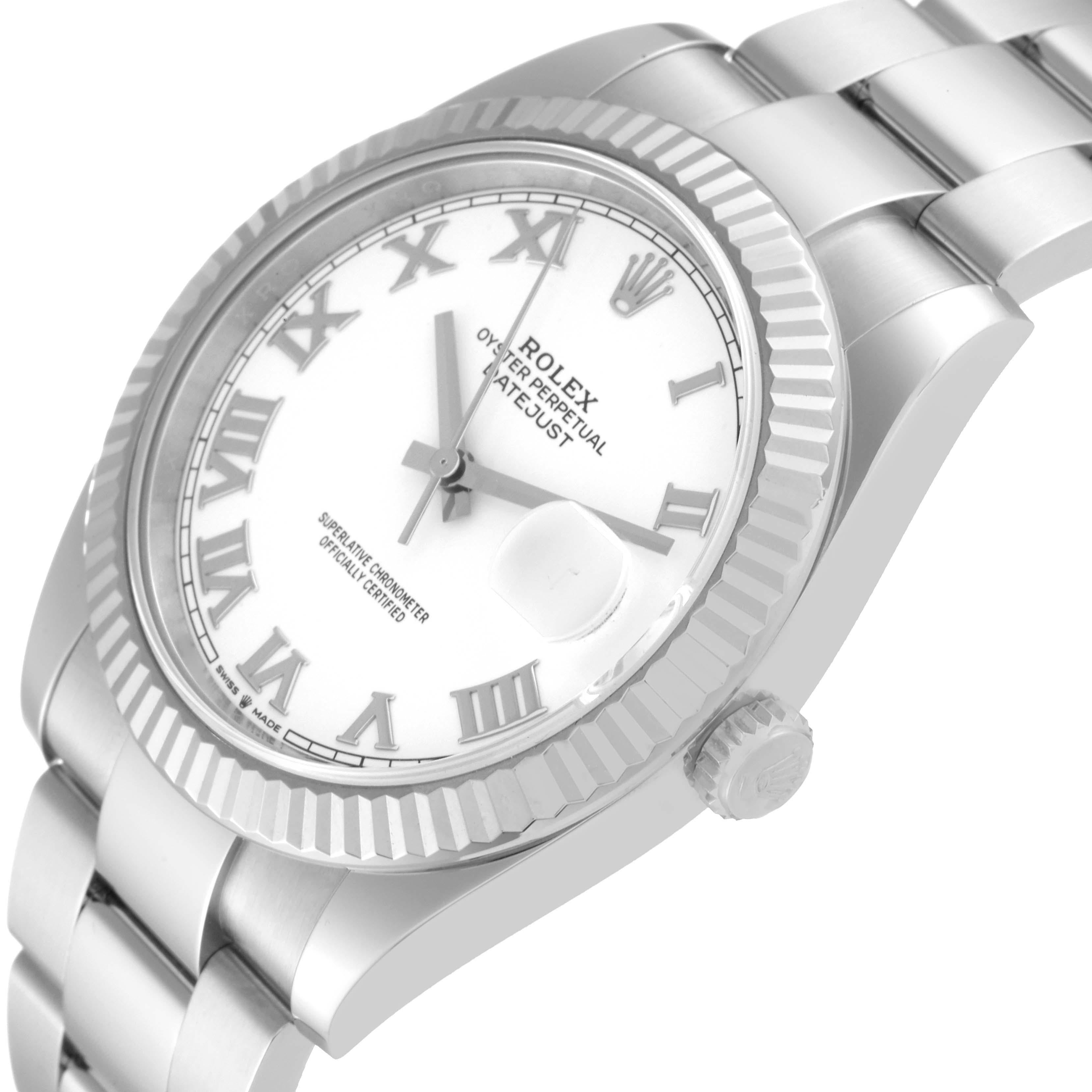 Rolex Datejust 41 Steel White Gold Roman Dial Mens Watch 126334 Box Card For Sale 1