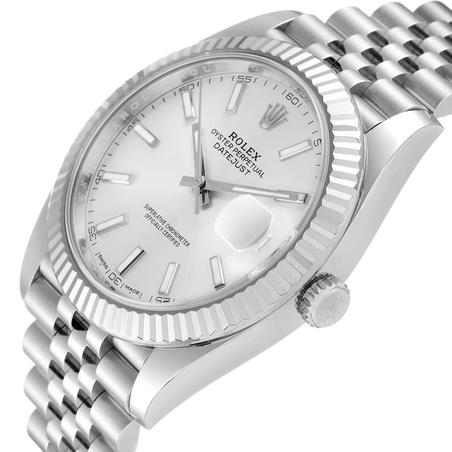 Men's Rolex Datejust 41 Steel White Gold Silver Dial Mens Watch 126334 Box Card