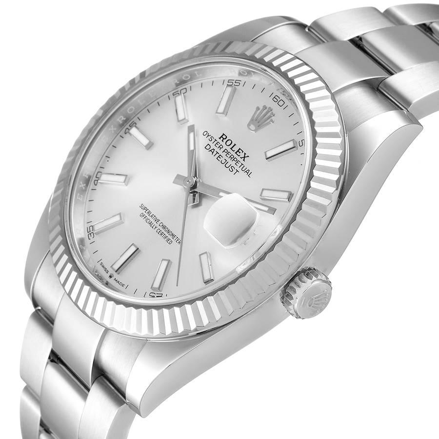 Men's Rolex Datejust 41 Steel White Gold Silver Dial Mens Watch 126334 Box Card