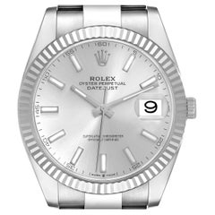 Rolex Datejust 41 Steel White Gold Silver Dial Mens Watch 126334 Box Card