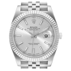 Rolex Datejust 41 Steel White Gold Silver Dial Men's Watch 126334