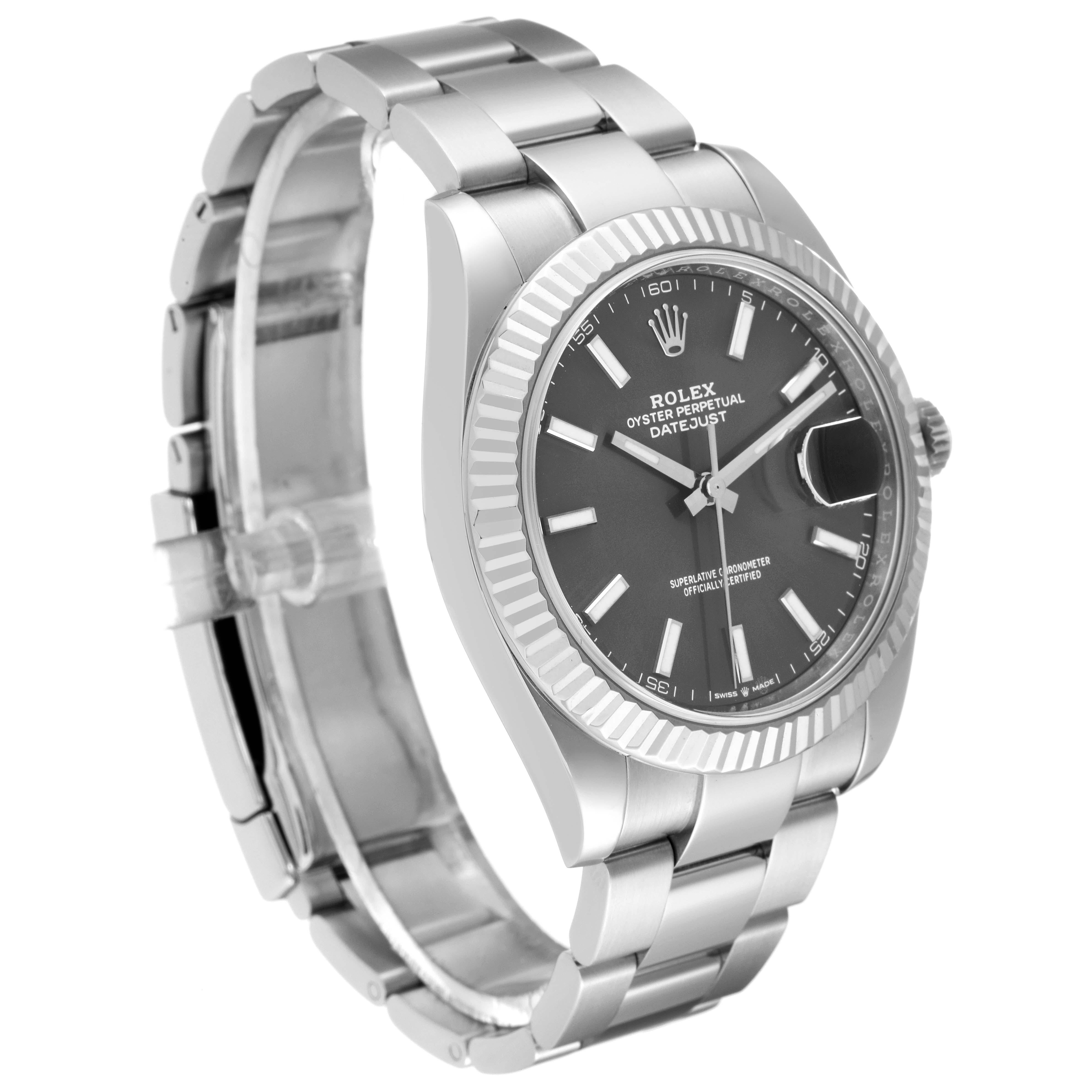 Rolex Datejust 41 Steel White Gold Slate Dial Mens Watch 126334 Box Card In Excellent Condition In Atlanta, GA